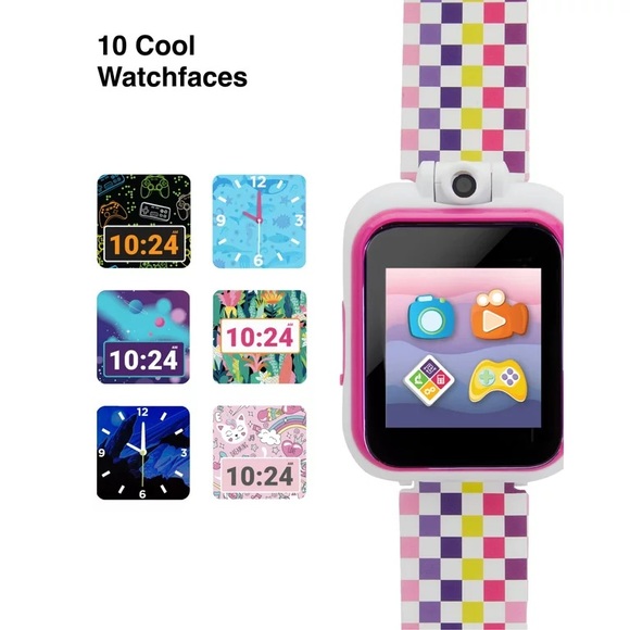 🆕 iTech Junior Girls Earbuds & Smartwatch Set - Rainbow Checker - Picture 2 of 8